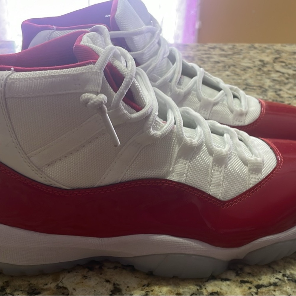 Red and White High-Top Sneakers